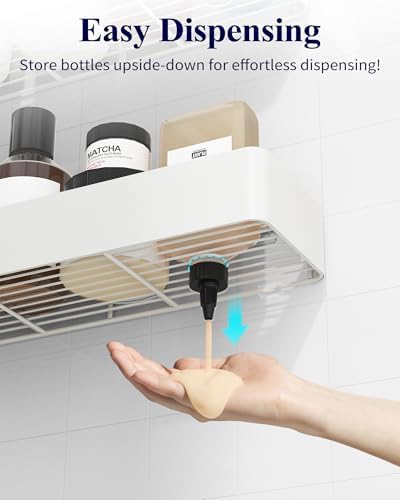 Kitsure Shower Caddy Adhesive, Stylish Shower Organizer, XX-Large, White