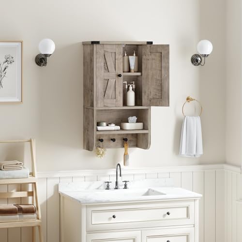MAHANCRIS Bathroom Wall Cabinet, Farmhouse Wall-Mounted Medicine Cabinet