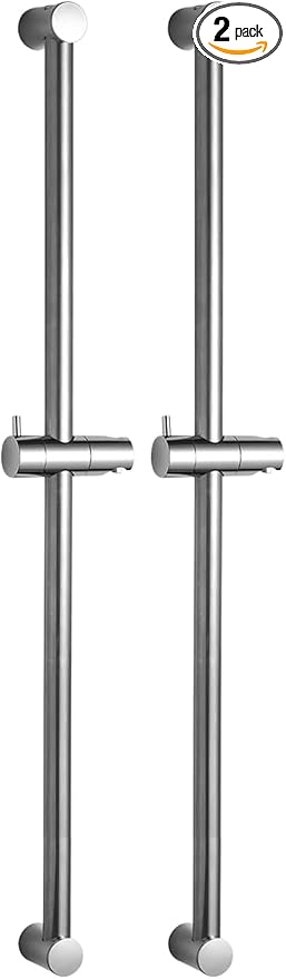 OFFO Shower Slide Bar 33 in Segmental Slide Bar Adjustable Installation Distance 20-32 in with 360° Adjustable Handheld Shower Head Holder for Bathroom, Screw Wall Mounted, Chrome Finish (Pack of 2)