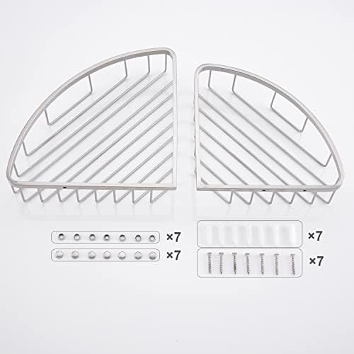 Corner Shower Caddy Organizer, SUS304 Stainless Steel Heavy Duty Rust-Proof Shelf Shampoo Holder, Wall Mounted Storage Rack for Bathroom Kitchen, 2 Packs Brushed Nickel