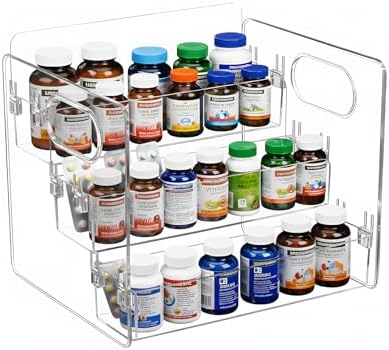 3-Tier Vitamin Storage Organizer, Organizer For Vitamin Bottles And Medicine Bottle, Vitamin Bottle Organizer For Countertop, Bathroom Cabinet Storage Items Are Clearly Visible