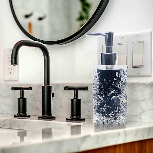 Resin Soap Dish, Soap Dispenser, Toothbrush Holder & Tumbler Bathroom Accessory 5 Piece Set (Black)