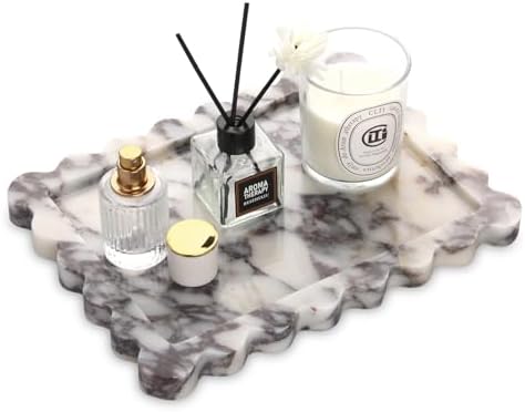 Scalloped Marble Decorative Tray, Calacatta Viola, 10.8 * 8