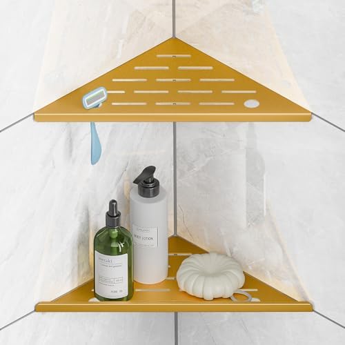 Corner Shower Shelves with Razor Hole, Modern Sturdy Shower Shelves