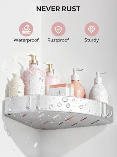 Nieifi Adhesive Shower Caddy Corner, 2 Pack, Silver