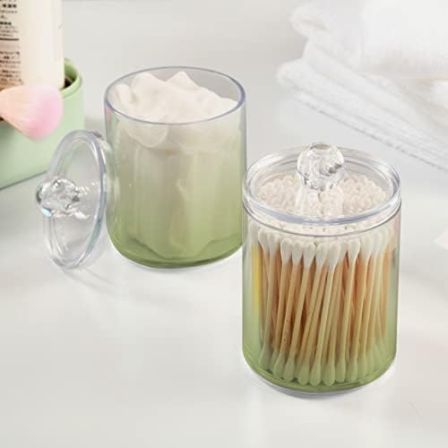 DOMIKING Cyan Blue Gradient 2 Pack Cotton Swab Holder Dispenser Plastic Jar Bathroom Storage Canister Acrylic Containers for Cotton Ball Floss Picks Hair Clips