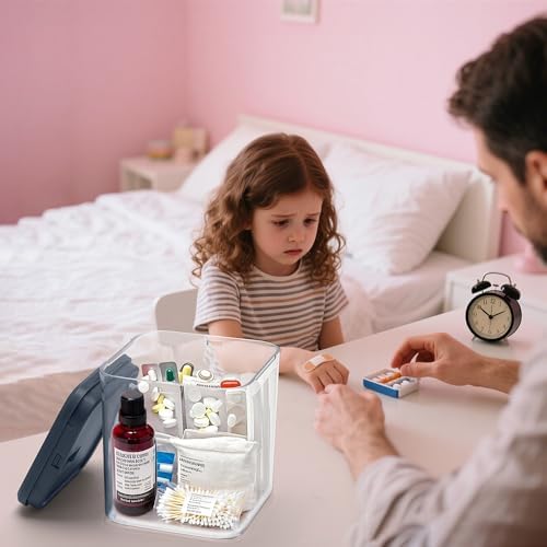 Clear Lockable Storage Box with Combination Lock - Heavy Duty Medicine,Food,Snack & Electronics Organizer Jar,Childproof Phone Jail,Gaming Device Lockbox Container Tank,Self Control Prize Bin (Navy)