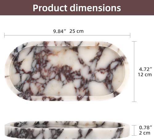 Natural Marble Tray Oval, Calacatta Viola, 10 x 5 x 0.6
