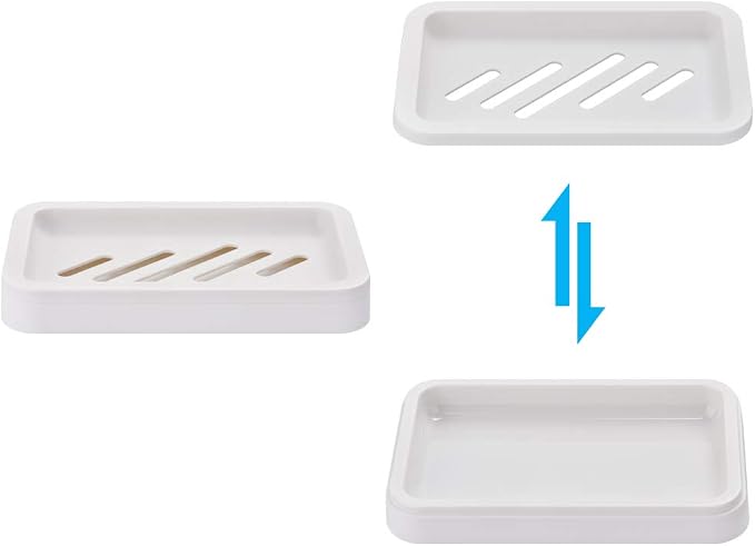 2PCS Draining Soap Dishes, Dishwashing Sponge Holder with Water Tray | Dishwashing Sponge Soap Holder with Water Tray,Keep the Place Dry,Easy to Clean Soap Cases, Suitable for Kitchen,Bathroom