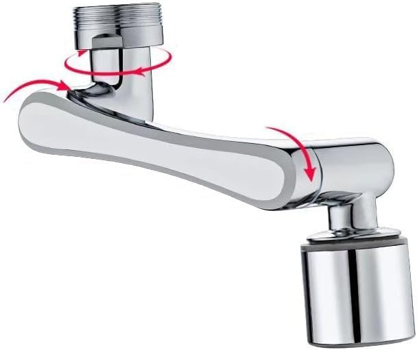 1080° Rotating Faucet Extender with Robotic Arm, Silver | Solid Brass Material, 3x360° Swivel Robotic Arm, 2 Outlet Modes, 3 Thread Types, Sink Aerator for Kitchen and Bathroom