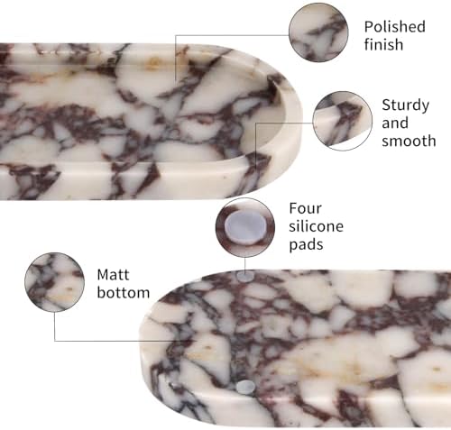 Natural Marble Tray Oval, Calacatta Viola, 10 x 5 x 0.6