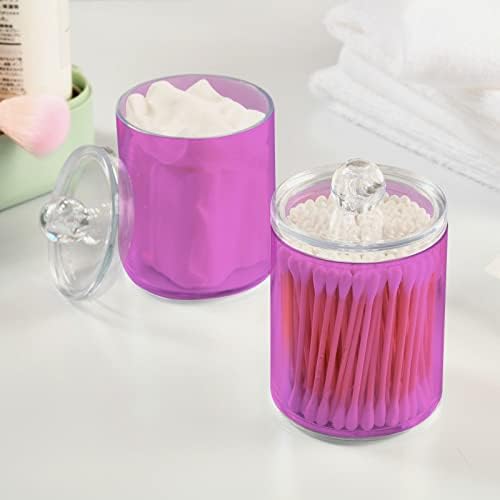 SHJI Orchid Qtip Holder Organizer Dispenser Cotton Swabs Cans Plastic Jars with Lid Set 2 Pack Bathroom Storage Canister for Cotton Ball Floss Cotton Pads