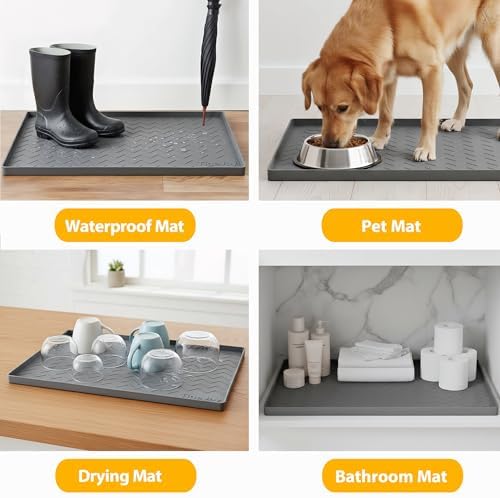 TigeJoy Under Sink Mats for Kitchen Waterproof 19" x 19", Cabinet Liner