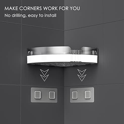 2-Pack Corner Shower Caddy, Adhesive Shower Shelves with Soap Holder