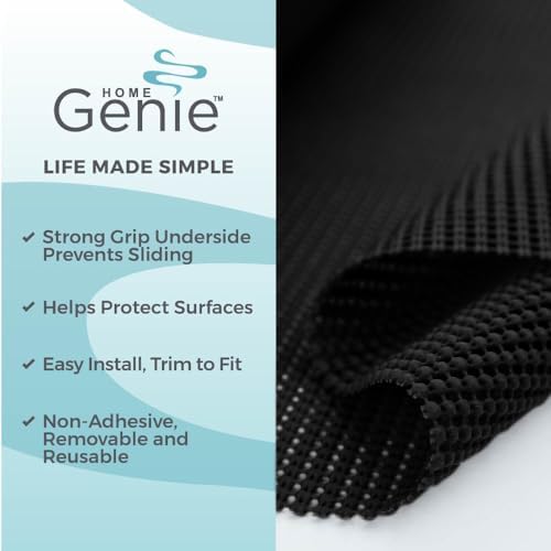 HOME GENIE Shelf Drawer and Cabinet Liner, Non Adhesive, 20x20 Pitch Black