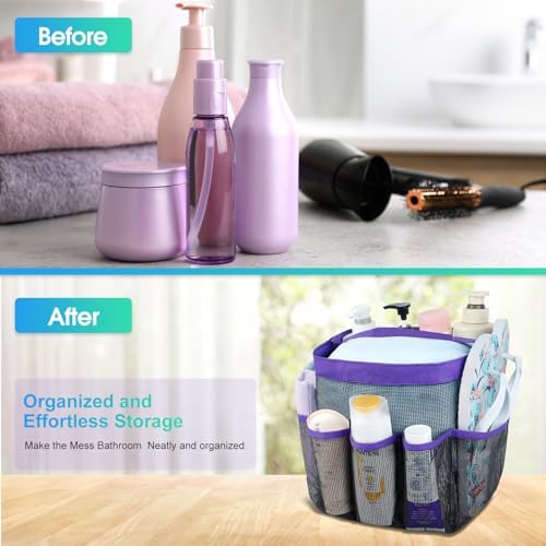 Mesh Shower Caddy Portable - 9 Pockets for College Dorm Room Essential