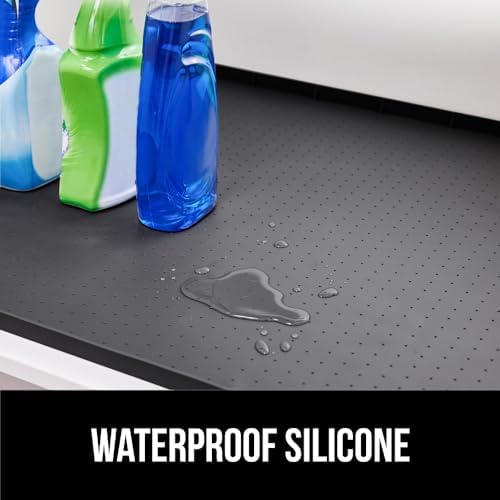GORILLA GRIP Waterproof Silicone Under Sink Mat, Stay in Place, 46x22 Black