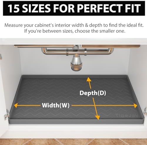 TigeJoy Under Sink Mats for Kitchen Waterproof 22" x 19", Cabinet Liner