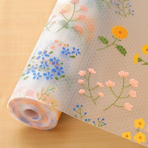 INNOLITES Shelf Liner for Kitchen Cabinet, Floral Drawer Liner Non-Adhesive