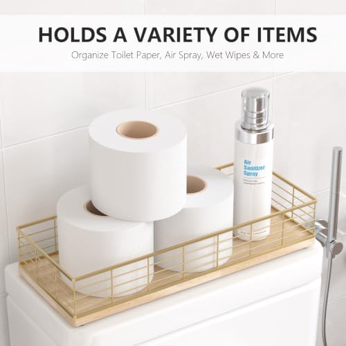 Toilet Paper Storage Basket, 16" Large Oak Wood Toilet Paper Basket