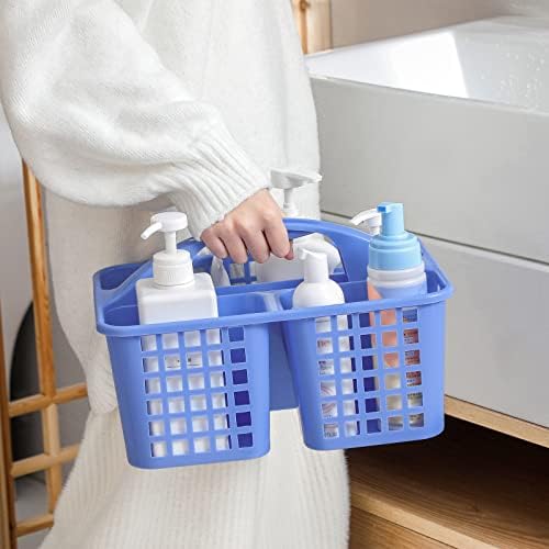 Portable Shower Caddy Basket Plastic Storage Basket with Compartments Blue