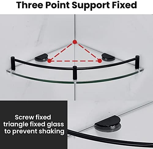 Glass Shelf Bathroom Floating Shower Corner Shelves Shampoo Holder with Rail Wall Esquinero para Baño for Inside Shower 2 Pack