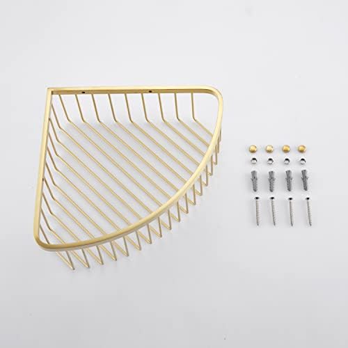 Corner Shower Caddy Organizer, SUS304 Stainless Steel Heavy Duty Rust-Proof Shelf Organizer, Wall Mounted Storage Rack for Bathroom Kitchen, Brushed Gold