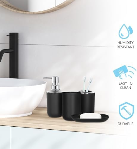 Black Bathroom Accessories Set 4 PCS, Black Bathroom Accessories