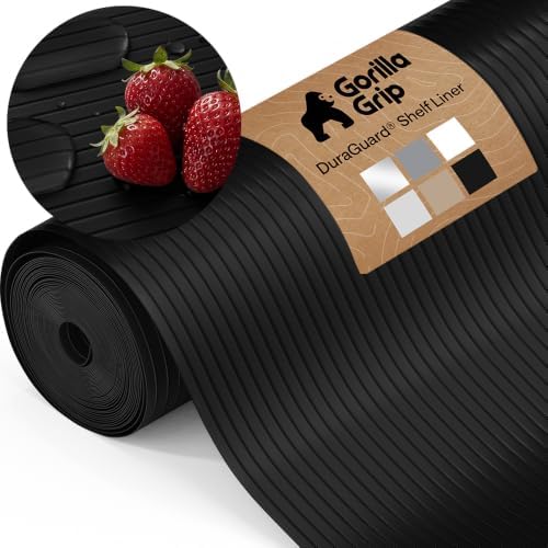 GORILLA GRIP Shelf Liner, Non-Adhesive Cabinet Liners, 24"x30' Jet Black