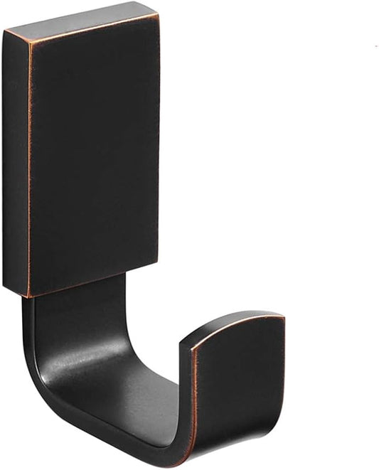 BESy Brass Clothes Hook Single Towel Hook for Bathroom Kitchen Garage Square Style Robe Hooks Coat and Hat Hook, Wall Mounted with Screws, Oil Rubbed Bronze