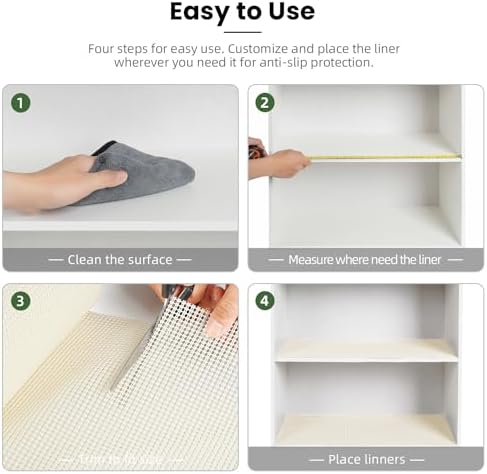 BAGAIL Non-Adhesive Shelf Liner, Thick Strong Grip Drawer Liners for Kitchen Cabinets, Heavy-Duty Easy Cut Cabinet Liners for Shelves, Pantry, Bathroom Cupboards - 12" x 30FT, Cream