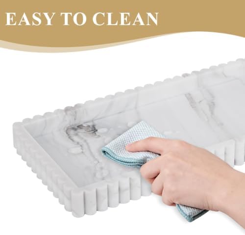 Silicone Bathroom Tray Vanity Tray Kitchen Counter Decor, Large, Marble