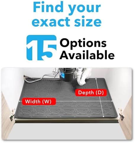 XTREME MATS Waterproof Undersink Mat (Grey 34" 1/4 x 22 1/4) 36 inch Cabinet Base Liner for Kitchen & Laundry Cabinets Catches Leaks Prevents Damage Flexible Sink Driptray