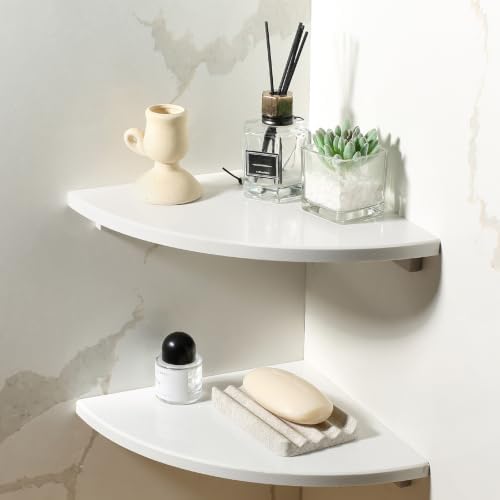 Koville 2Pcs Marble Corner Shower Caddies Shelves for Bathroom