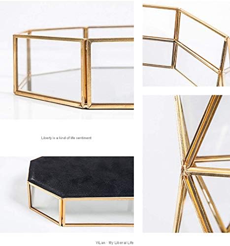 Mirror Gold Rectangle Makeup Decorative Tray, Metal Jewelry Organizer for Vanity, Bathroom, Dressing Table (Large)