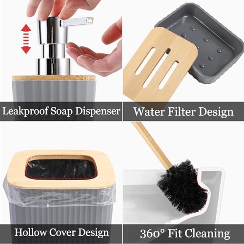 XLHOMO Bathroom Set, 9PC Grey Bathroom Set, Bathroom Accessories Set