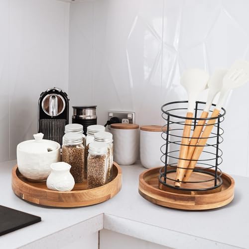 [2 Pack]12" Wood Lazy Susan Organizer for Cabinet,Lazy Susan for Countertop