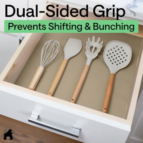 GORILLA GRIP Shelf Liner, Kitchen Drawer Protector, 12x120 Beige