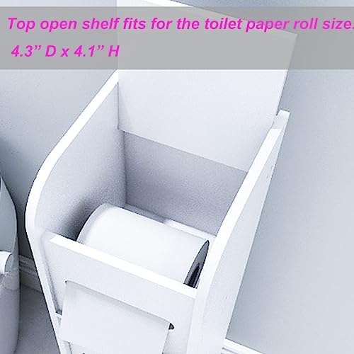 Small Bathroom Storage Cabinet, Over The Toilet Storage Cabinet for Skinny Bathroom Floor, Slim Toilet Paper Storage with Double Doors & Shelves - White
