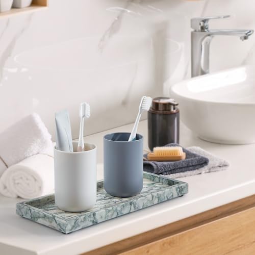 Natural Marble Vanity Tray, Stone Organizer for Bathroom & Kitchen