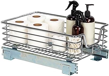 Household Essentials Chrome-Plated Steel Under-Cabinet Pull-Out Organizer