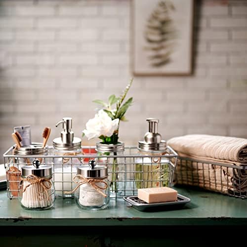 SheeChung Glass Mason Jar Bathroom Accessories Set, 6Pcs Farmhouse Decor