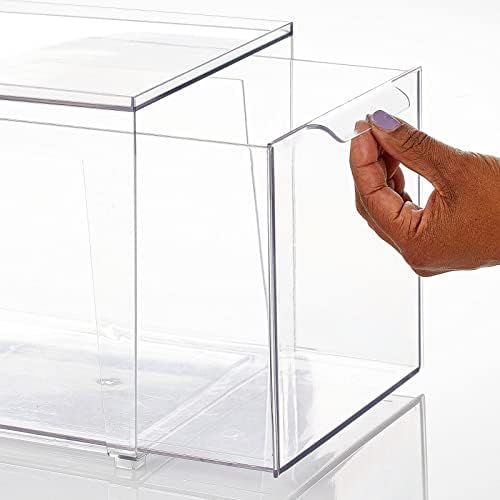 mDesign Plastic Stackable Bathroom Storage with Pull Out Bin Organizer Drawer for Cabinet, Vanity, Shelf, Cupboard, Cabinet, or Closet Organization - Lumiere Collection - Clear