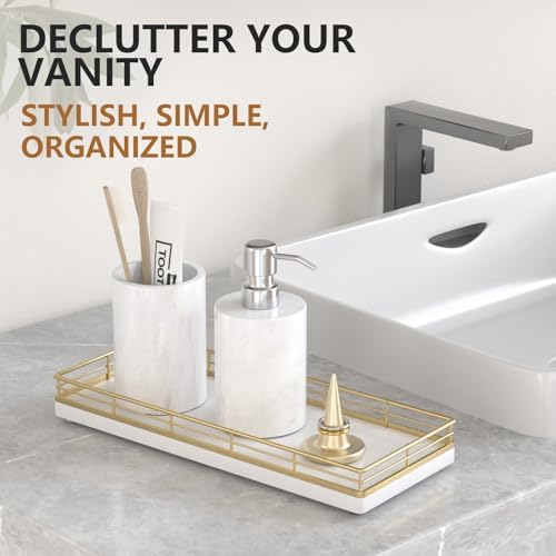 Bathroom Tray for Counter Top Organizer, Oak Wood Vanity Tray