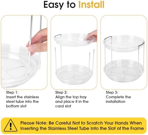 2 Pack Medicine Cabinet Organizer, Rotary Turntable Organizer for Medicine and Vitamin Bottles, Under Sink Organizer for Medicine, Bathroom Cabinet Storage, Easy Assembly, Transparent Clear