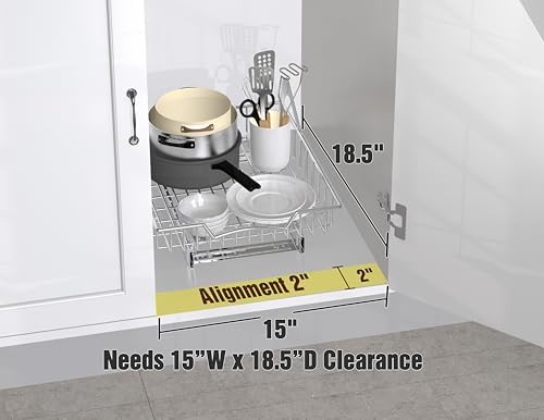 Simple Houseware Under Cabinet Pull Out Sliding Shelf Drawer, 17Dx13W