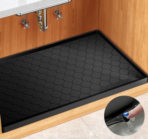 Winisok Waterproof Under Sink Mat 22" x 22", Silicone Mat, Black