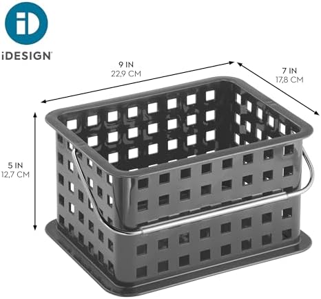 iDesign Stackable Shower Basket with Handle, Gray, Set of 3