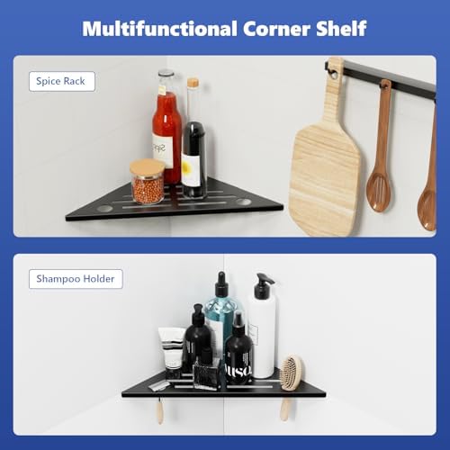 lives Shower Corner Shelf 1 Pack, 10-Inch 304 Stainless Steel, Black Slot