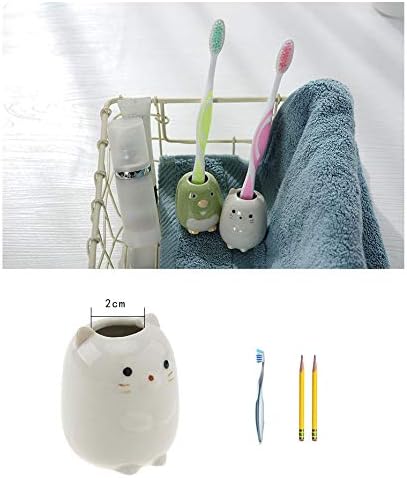 Tegg Mini Toothbrush Holder 4PCS Cute Animal Ceramic Mini Tooth Brush Holder Stand Bathroom Multipurpose Storage Organizer Cotton Swabs Holder